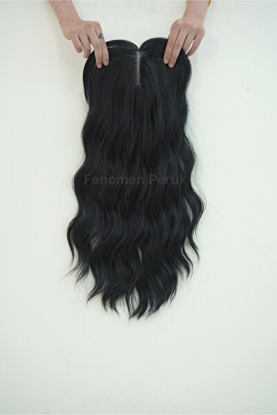 Fenomen Peruk Siyah Tül Tepelik Dalgalı Saç Model Premium Özel Serisi