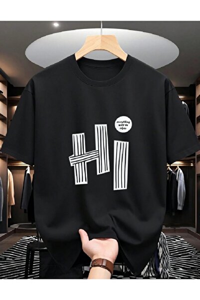 PENTHİLUS Hi Printed Men's Relaxed Fit T-Shirt - Men's Summer Cotton T-Shirt