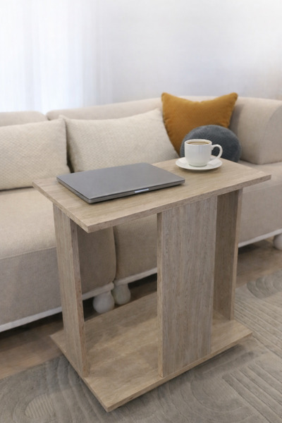 Nenu Nova Traverten Yan Sehpa C Sehpa 60x35 cm Laptop Sehpası Koltuk Yanı Ser...