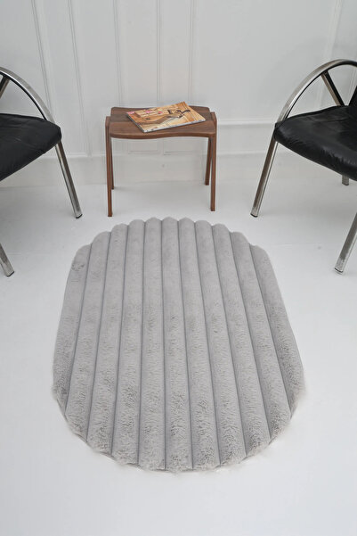 Sihirli Halı Diamor Serisi 40004 Model Gri Renk Oval Kesim Halı