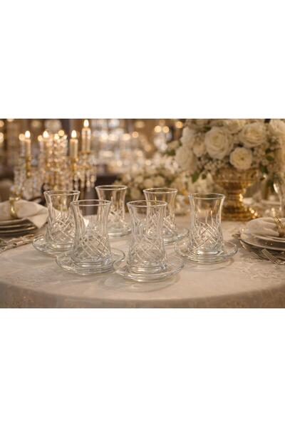 sigmaglas Elegantly Designed 12-Piece Glass Tea Set for 6 People for Modern D...