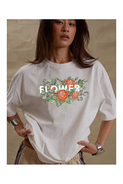 PENTHİLUS تي شيرت مطبوع بتصميم زهور للجنسين