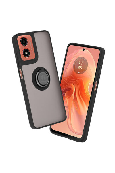 Techsuit Husă Motorola Moto G04 Glinth cu inel magnetic pentru suport, neagră
