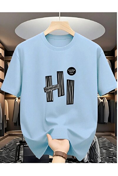 PENTHİLUS Hi Printed Men's Relaxed Fit T-Shirt - Men's Summer Cotton T-Shirt