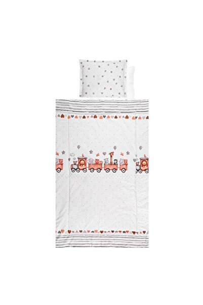 LORELLİ Set Lenjerie Pat Train Grey, 4 piese, Bumbac Ranforce, 70 x 140 cm
