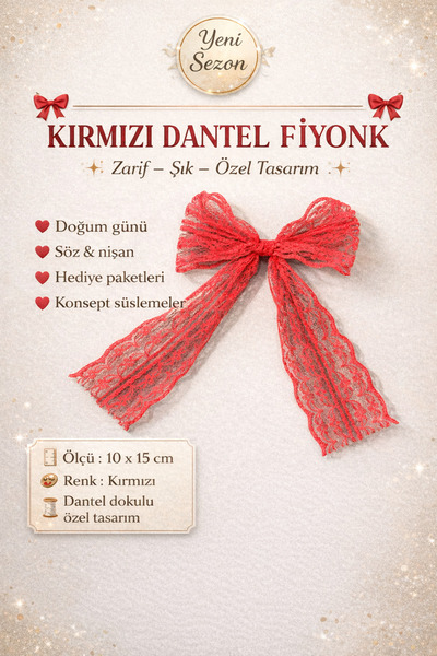 edalle 10 Adet Dantel Hazır Fiyonk, Bohça, Nişan, Çeyiz, Hediye, Şeker, Süsle...