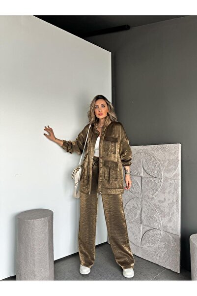 Zerrincan Giyim Bakır Parlak Dokulu Safari Takım