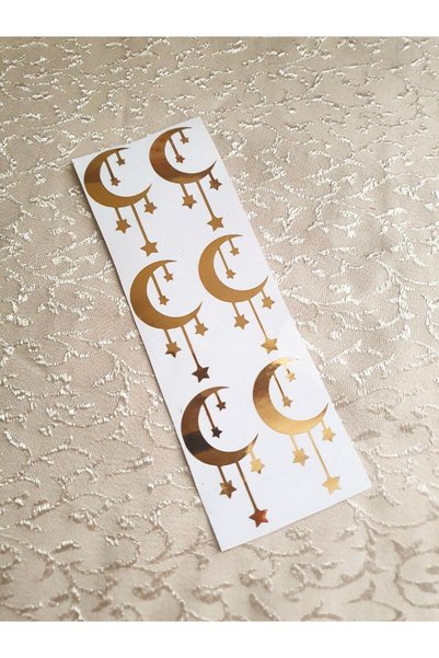 Alaa Butik Online Ramadan Concept Gold Moon Star Sticker Set – 6 Luxury Vinyl Stickers