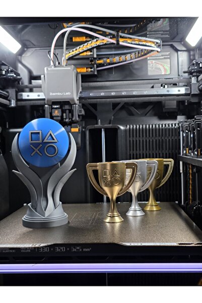 Pilovestik Gamer Dekorasyon Seti - 4'lü PS Trophy Kupa Biblo - Playstation Si...