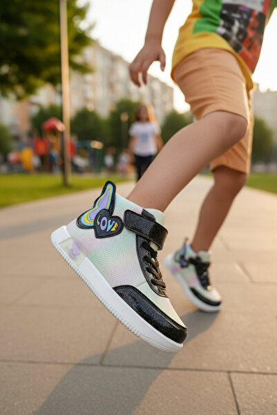 enoch Enoch Butterfly and Wing Figured High-Top Girls' Sports Shoes with Velcro