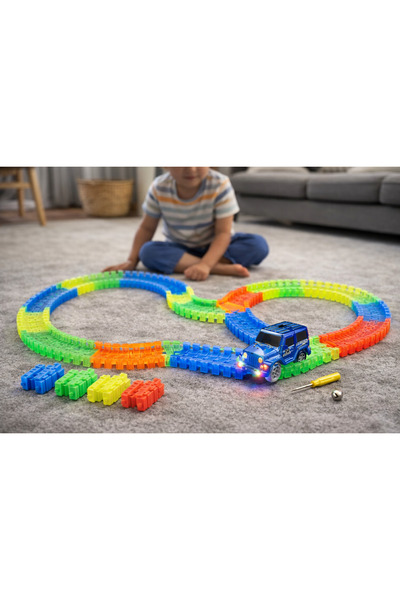 OEM Pistă flexibilă Glow in the Dark cu mașinuță cu lumini, 62 piese, 3+, set...