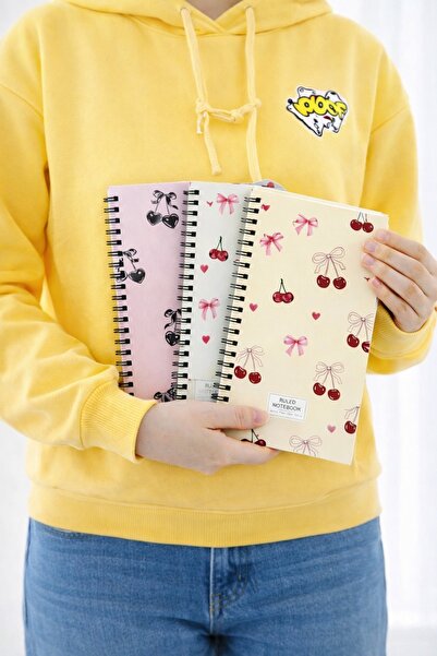 Happy Notes A5 Spiralli Karton Kapak Çizgili Okul Defteri 80 yaprak 3'lü Set ...