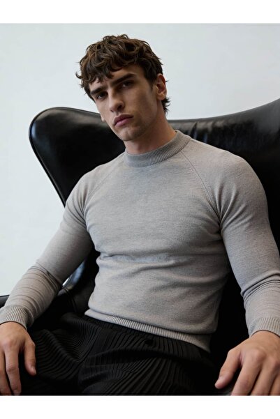 Atelier Old Money Atelier Slim Raglan Gri Kazak FW5988