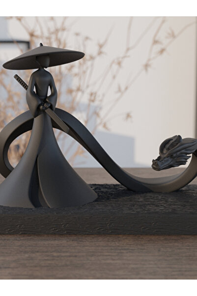 Sizseyy Samuray ve Ejderha Heykel Biblo Dekoratif Obje