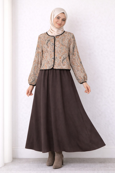 PIOVE Set jachetă și fustă lungă cu model Paisley – Heritage