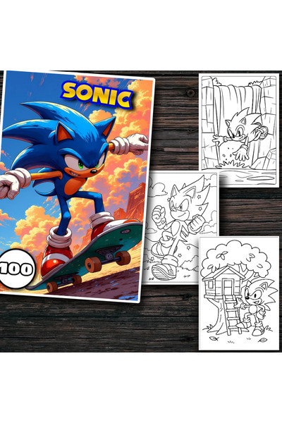 Sonic - Carte de Colorat pentru Copii - 100 de Desene Creative si Simpatice, A4