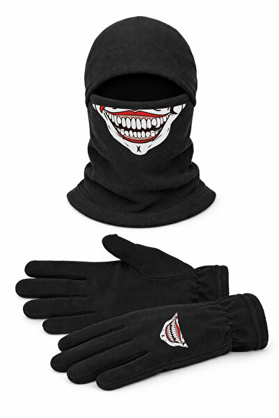 Omotasarım Maske Unisex Polar Uzun Eldiven Kar Maskesi Set