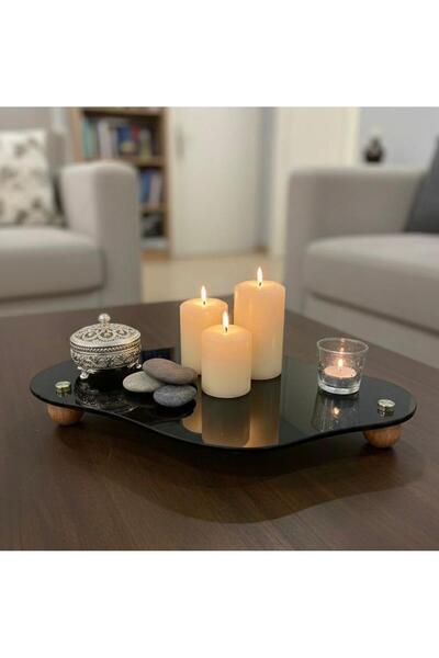 Mirsa Global Organizator decorativ din sticlă neagră, organizator de machiaj ...