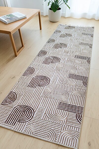 SoftNest Asel Kesme Kaymaz Tabanlı Kabartmalı Salon Koridor Mutfak Yıkanabili...