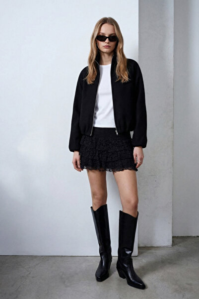 Qaju Women's Flowy Lace Skirt with Shorts – Black