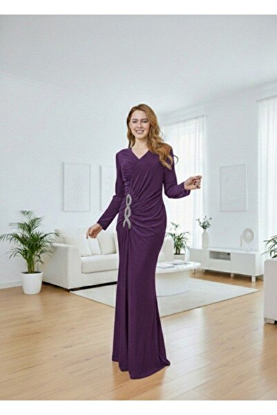 alqarat فستان صيفي مكشكش من لور مزين بالكريستال