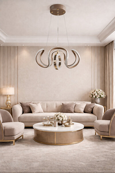 TREND 4KOLLU DRON CAPPUCCİNO HALKALI LED AVİZE