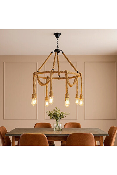 HAMER Eight-arm rope chandelier, 80cm size | Rope lighting gives the space a ...