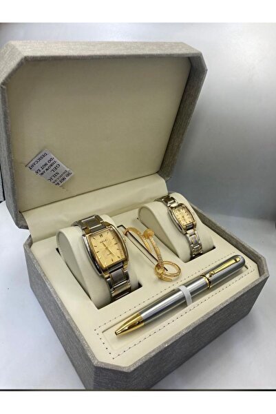 Moment Luxury couple's wristwatch set with pen and bracelet
