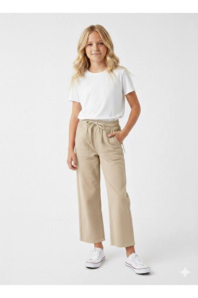 mışıl mışıl kids بنطلون بناتي من قماش التينسل بخصر مطاطي - قصة مريحة وملمس ناعم