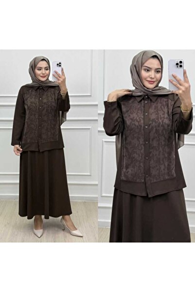 Marka İpek Kupra Jacquard Skirt Set