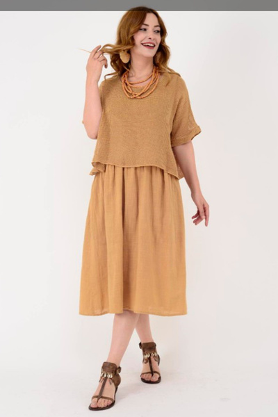 AYASOFYA OTANTIK Women's Italian Cappuccino Plain Pattern Mesh 100% Cotton Li...