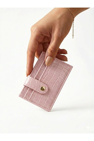 PurpleART Women's Snap Fastener Shiny Crocodile Patterned Faux Leather Card H...