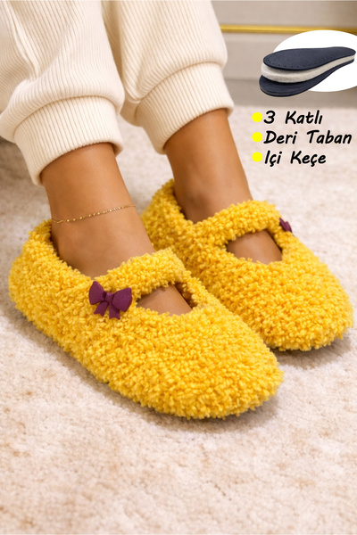 GiginGo Teddy Yumuşacık Kadın Ev Patiği - Ev İçin Konforlu Teddy Model Patik ...