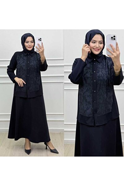 Marka İpek Kupra Jacquard Skirt Set