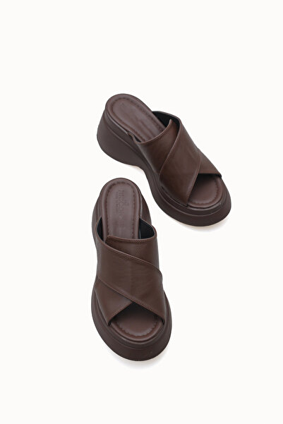 Riccon Kadın Terlik 0012914 Kahverengi