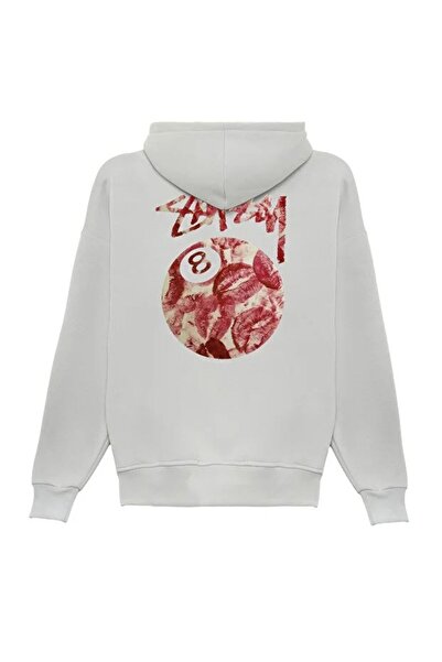 DİVİN Unisex Black Oversize Hooded Sweatshirt – 8 Ball Printed