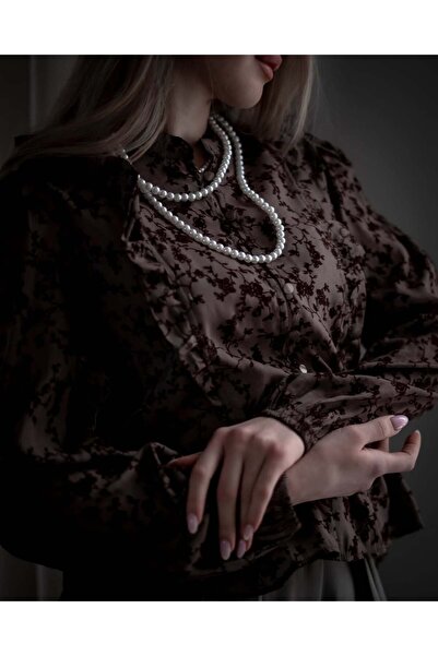 Lavanta Tekstil Ruffle Detailed Embroidered Shirt