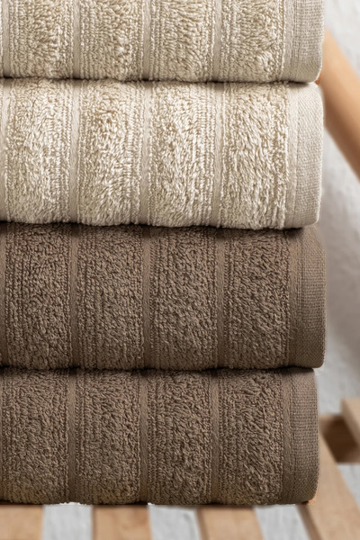 My Catherine Wavy 4-Piece Hand and Face Towel Set - 100% Cotton |   Modern, S...