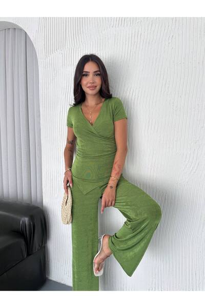 By Kuzey Aras Elegant Buzy Fabric Drape Detail Double Breasted Suit