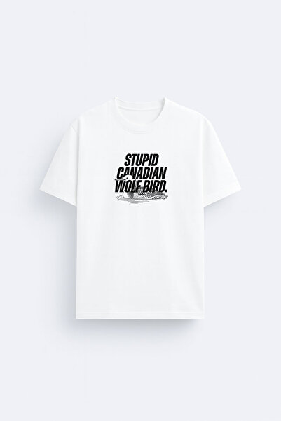 AYDESİGN Tricou alb cu guler rotund, cu imprimeu Heated Rivalry Stupid Canadi...