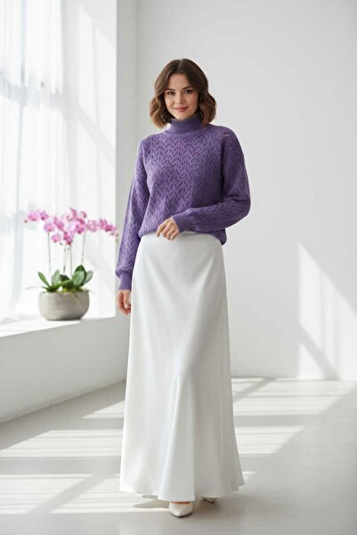 SultanaButik Kadın Fisto Ajurlu Desenli Şık Triko Kazak Bluz