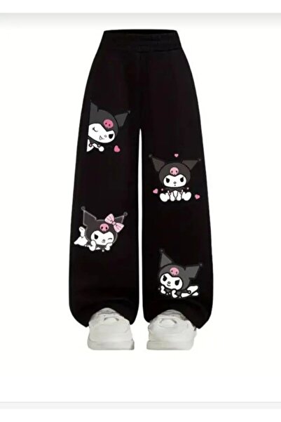 Kids Kuromi baskılı çocuk eşofman Siyah