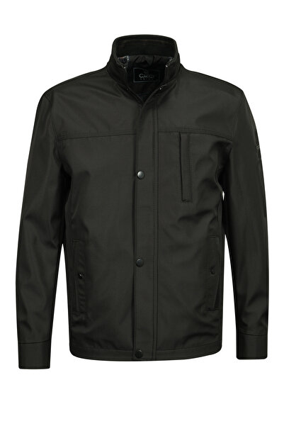 Çizgi Triko Men's Stand Collar Double Pocket Lined Seasonal Coat - A00002