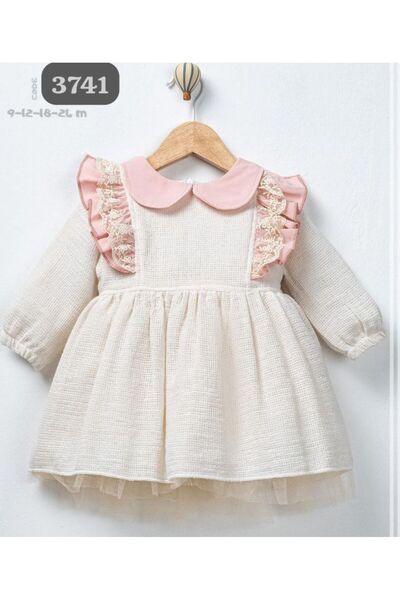 mikam KELİTELİ ASTARLI KIZ BEBEK ELBİSE