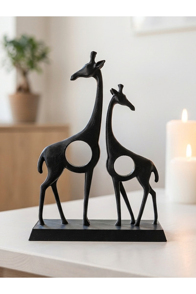 Sizseyy İklili Delikli Zarif Zürafa Heykel Biblo Dekoratif Obje
