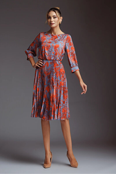 Ejolie Hanna orange dress with Printed