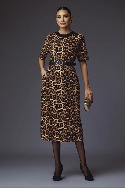 Ejolie Kiara yellow dress with Animal Print