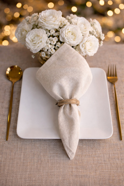 ŞAH TEXTILE DESIGN Ham pamuklu keten servis sunum peçetesi 6 ‘lı çeyiz seti