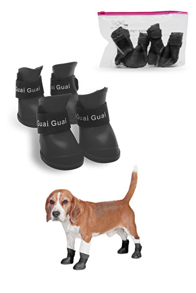 indirimsevinci Silikon Su Geçirmez Kedi Köpek Ayakkabısı 4'lü Set — Kaymaz Ta...