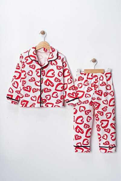 Miniday Baby Girl's Printed Pajama Set 2-Piece Shirt Collar Nightgown